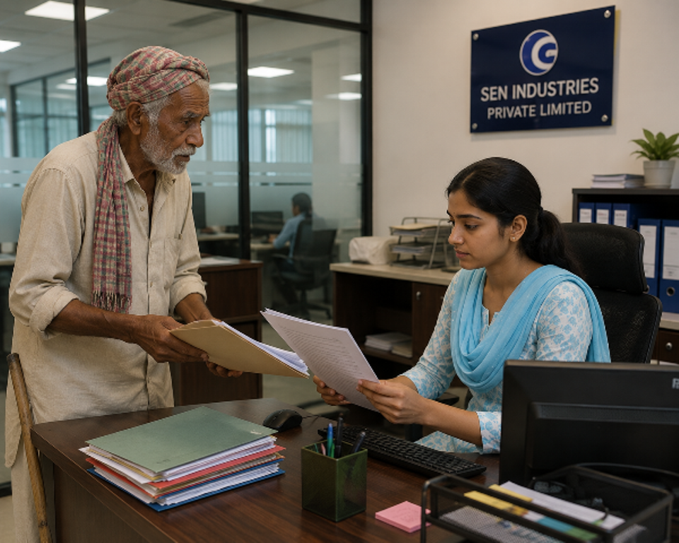 The helpless face of an old farmer, Meghla standing beside him